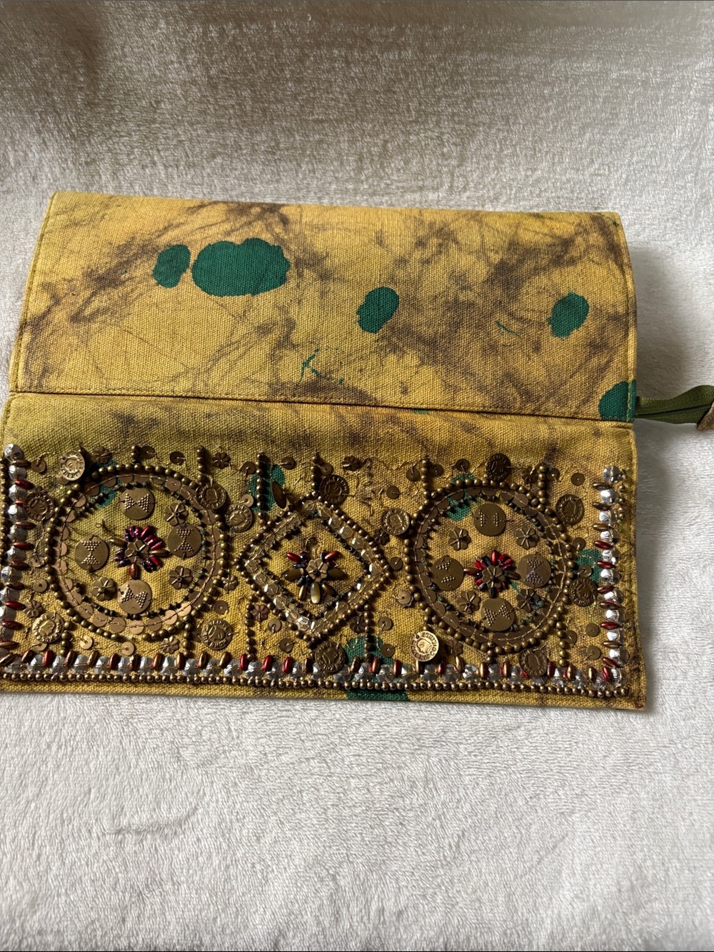 Vintage Yellow and Green Embellished Key & Card Holder